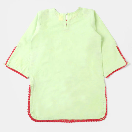 Girls Jacquard Embroidered Kurti Rikshaw Ride - Grape Green