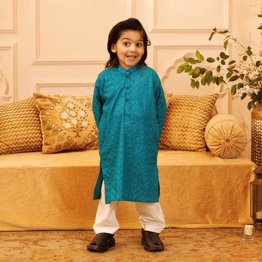 Boys Chicken Kari Basic Kurta Chicken -Teal