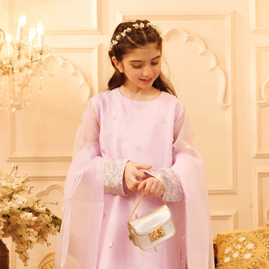 Girls Raw Silk 3PCs Suit Gotta Work - Lilac