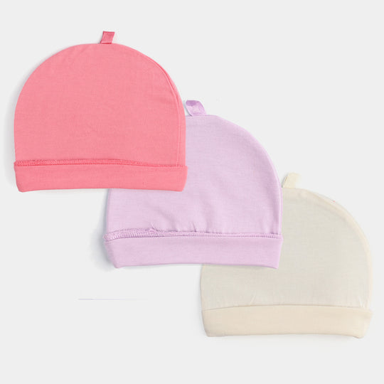 Pack OF 3 Baby Girls Cotton Caps