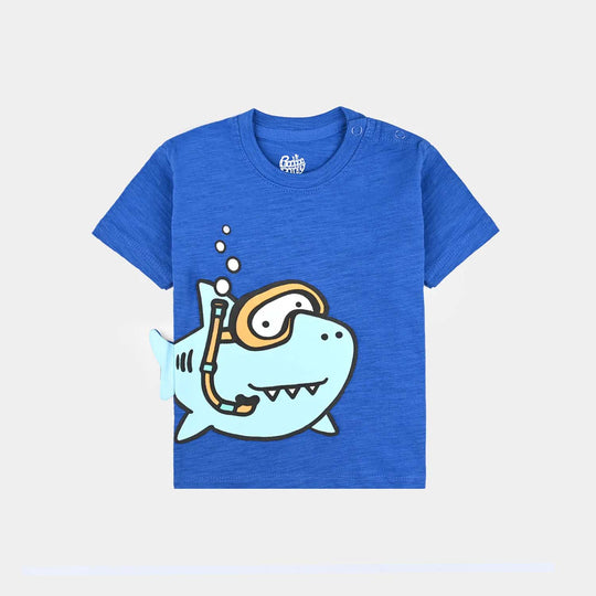 Infant Boys Cotton Jersey T-Shirt Shark-Blue