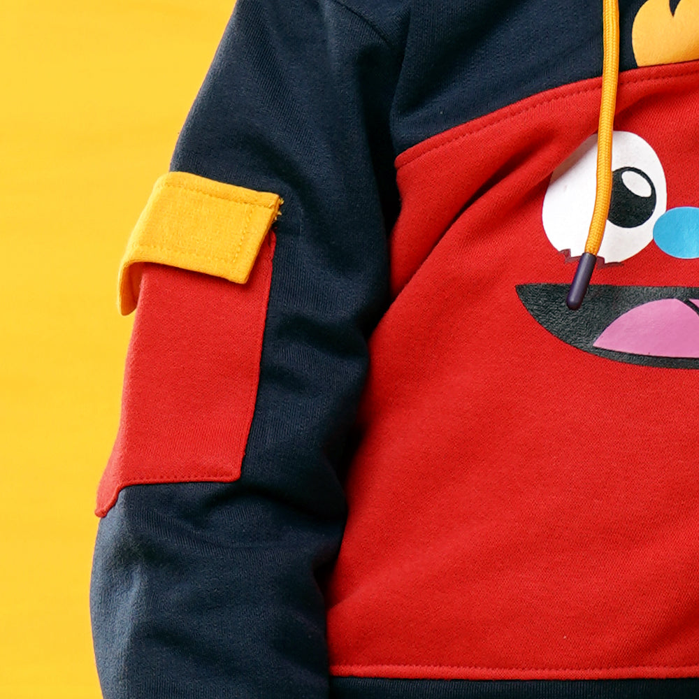 Boys Fleece Hooded Sweatshirt Pakkay Dost LaalBaig -Navy/Red
