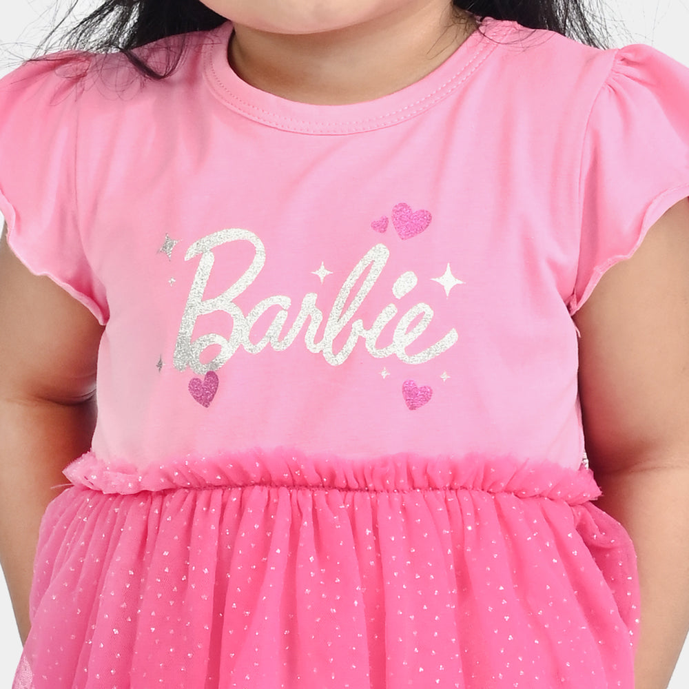 Infant Girls Lycra Jersey Frock-PINK