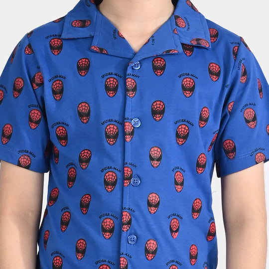 Boys Poly Cotton Jersey Knitted Nightwear-C.Blue