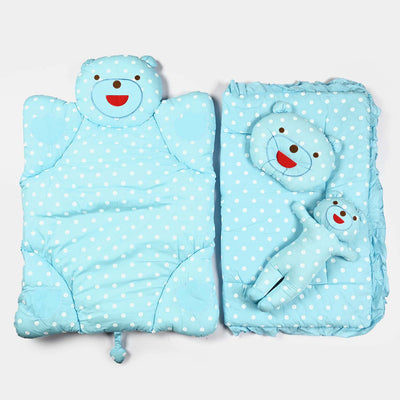 Blanket With Mattress Bear Face | Blue