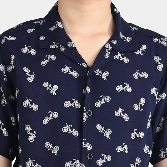 Boys Viscose Nightwear Bicycle-NAVY