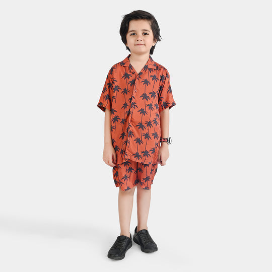 Boys Viscose Woven Suit Palm Trees