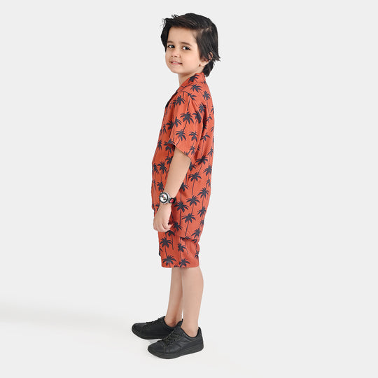 Boys Viscose Woven Suit Palm Trees