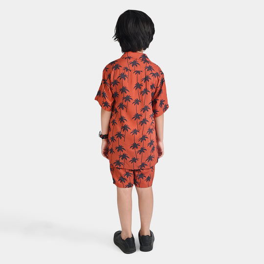 Boys Viscose Woven Suit Palm Trees