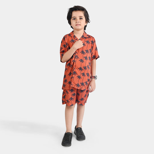 Boys Viscose Woven Suit Palm Trees