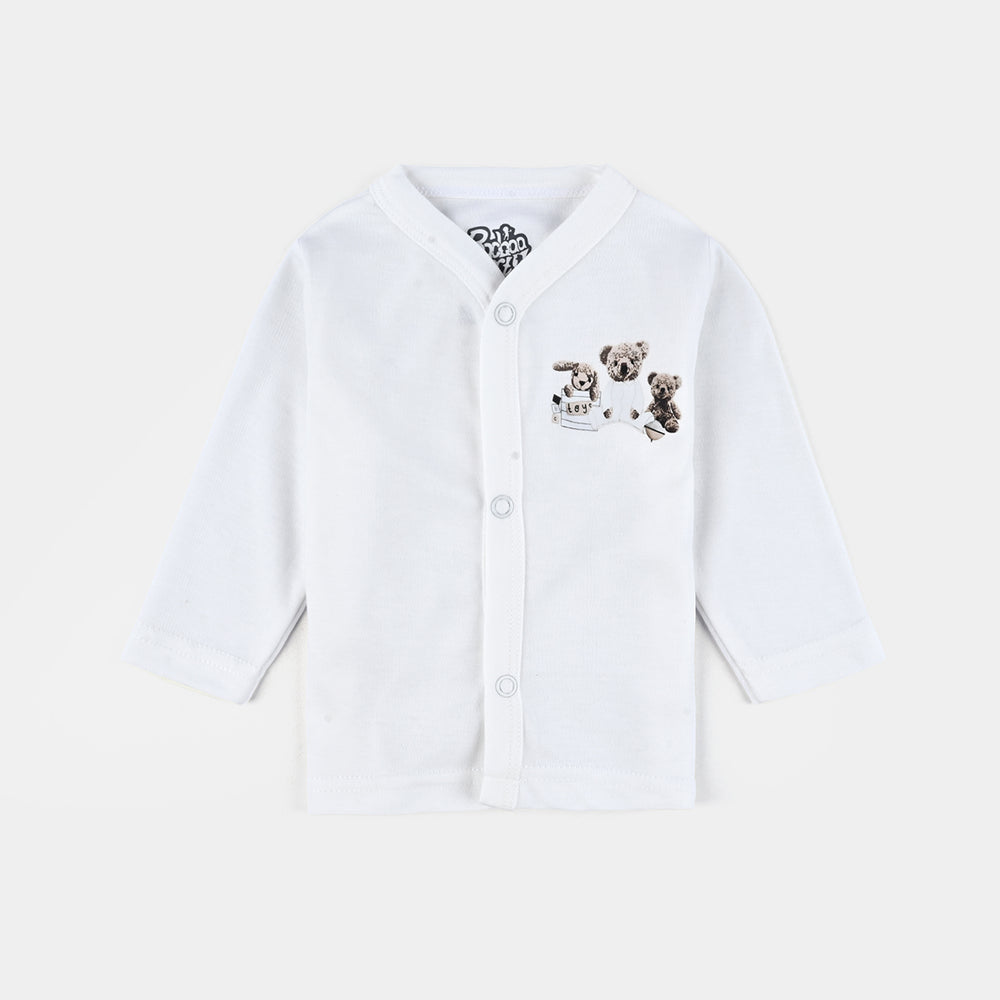 Infant Baby Poly Cotton Night Suit Plain-Off White