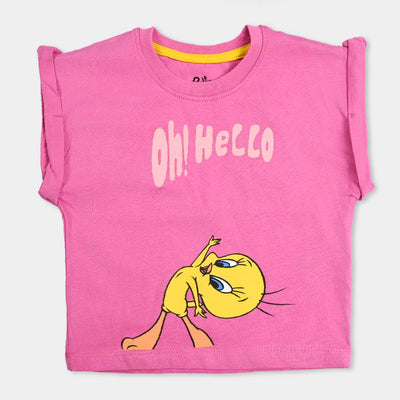 Infant Girls Slub Jersey T-Shirt Oh Hello-S.Moon