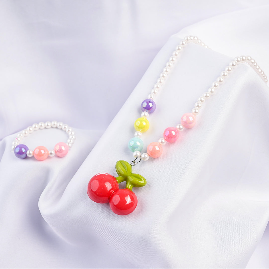GIRLS CHARM BEADED NECKLACE & BRACELET