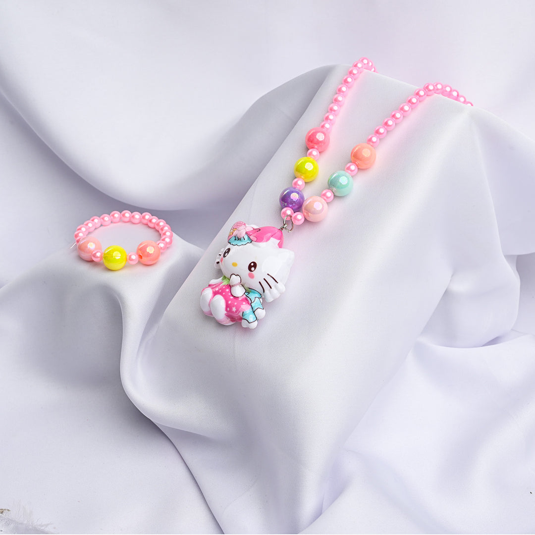 GIRLS CHARM BEADED NECKLACE & BRACELET