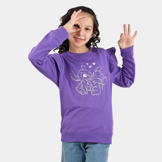 Girls Jersey/Terry Sweatshirt Stitch-Purple