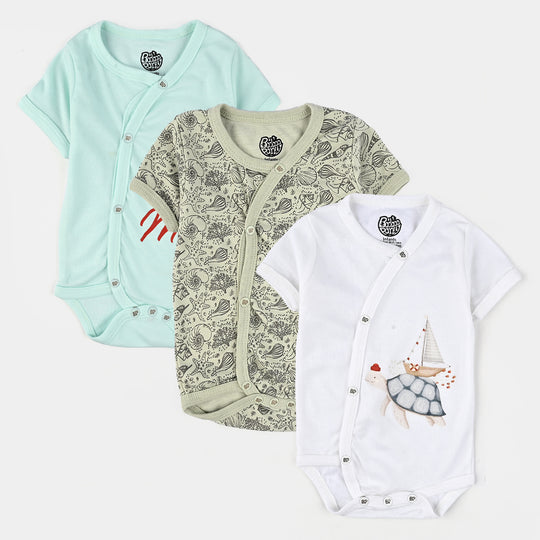 Pack Of 3 Infant Unisex Cotton Cut Design Romper Set