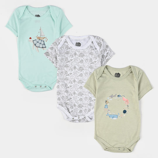 Pack OF 3 Infant Unisex Cotton Short Sleeves Rompers Set