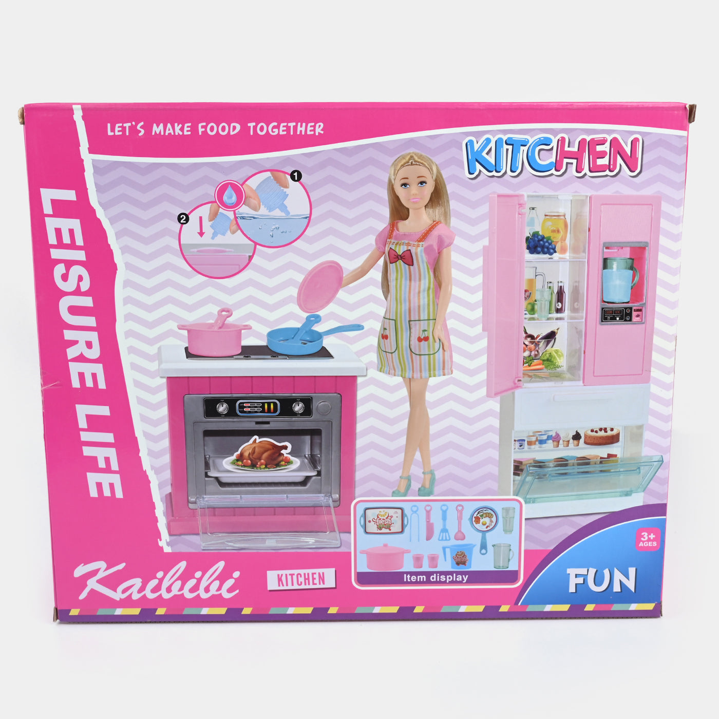 Doll With Kitchen Play Set For Girls