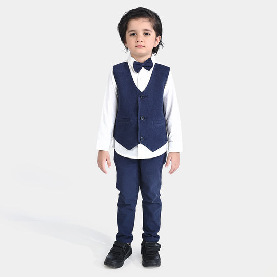 Boys 2PC Suit Navy Small Check-NAVY