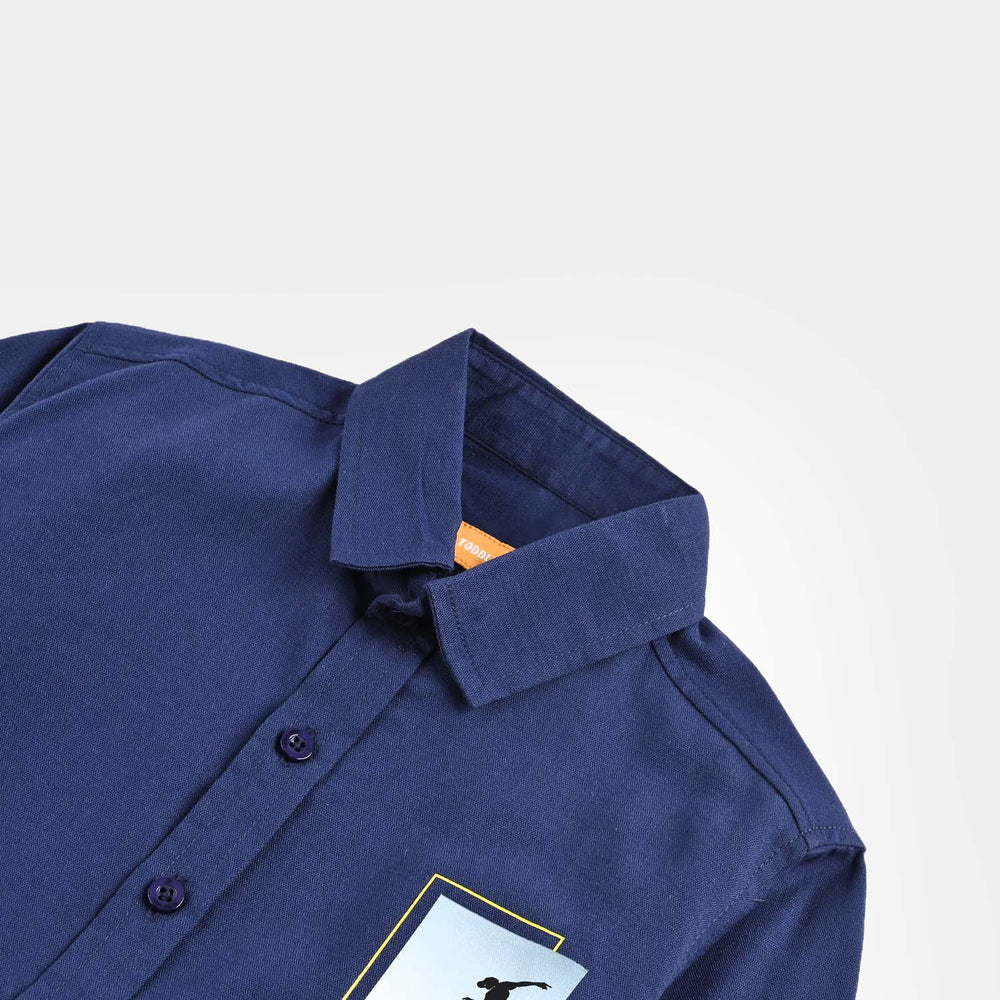 Boys Cotton Shirt (Defying) - NAVY
