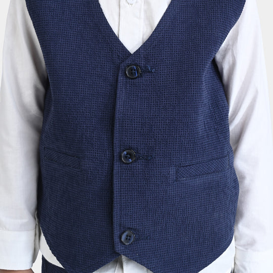 Boys 2PC Suit Navy Small Check-NAVY