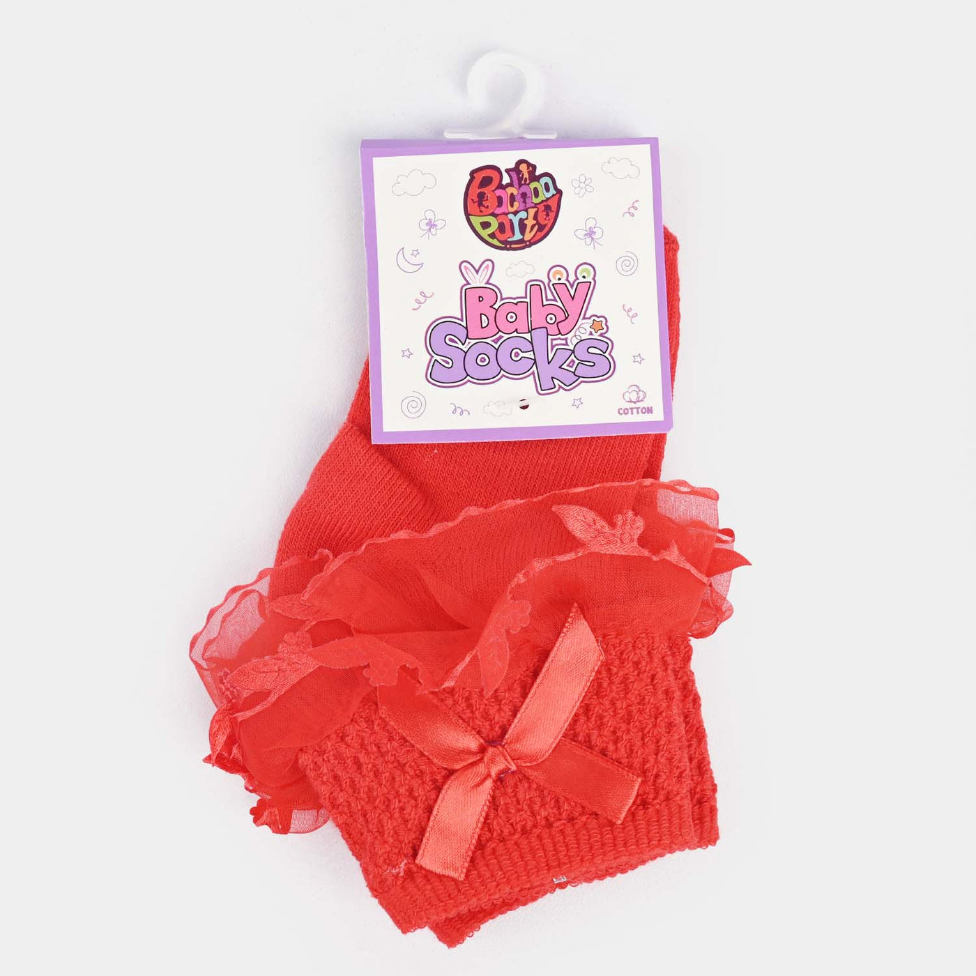 Girls Fashion Frill Socks -Red