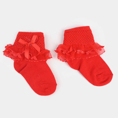 Girls Fashion Frill Socks -Red