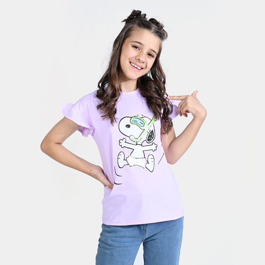 Girls Lycra Jersey T-Shirt Character-L.Purple