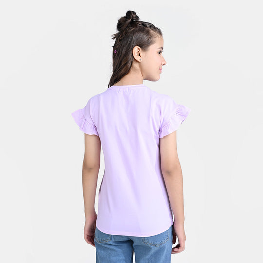 Girls Lycra Jersey T-Shirt Character-L.Purple