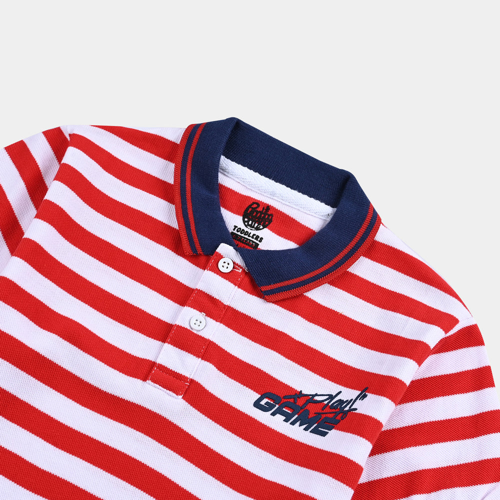 Boys Cotton PK Polo Play Game-Red White