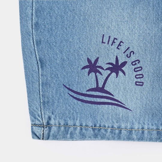 Boys Denim Stretch Short Life Is Good-LT.Blue
