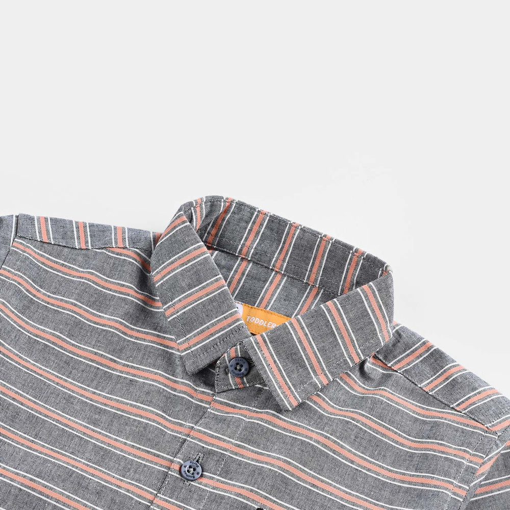 Boys Yarn Dyed Shirt H/S (Champion) - Orange Stripe