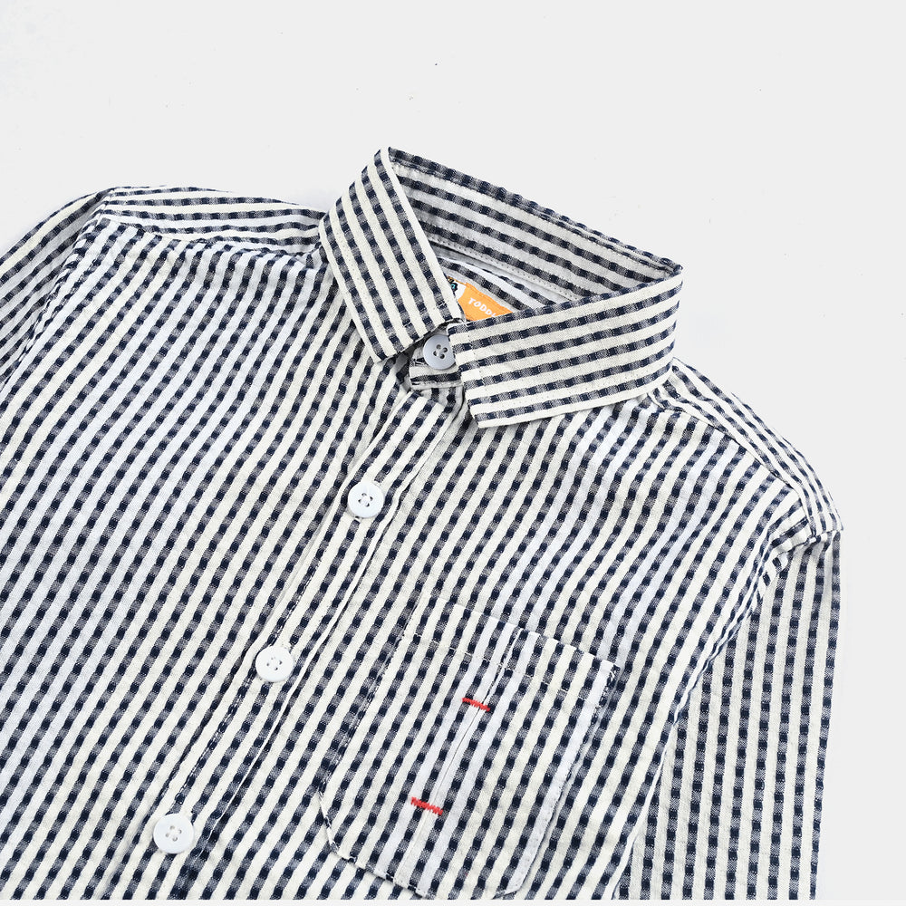 Boys Yarn Dyed Shirt- White Check