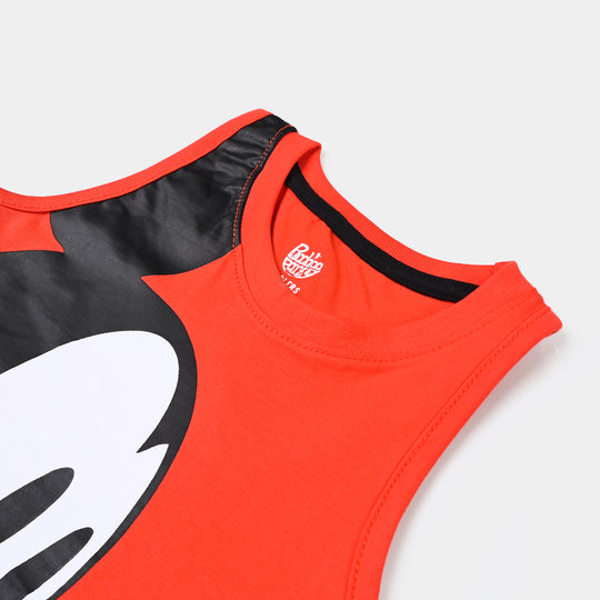 Boys Slub Jersey Sando Character-C.tomato