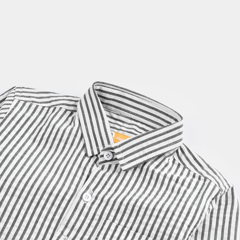 Boys Yarn Dyed Shirt F/S (Ready To Explore) - G/Stripe