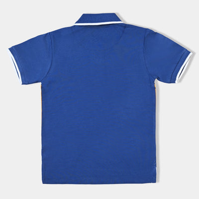 Boys Cotton Pk Polo T-shirt-True Navy