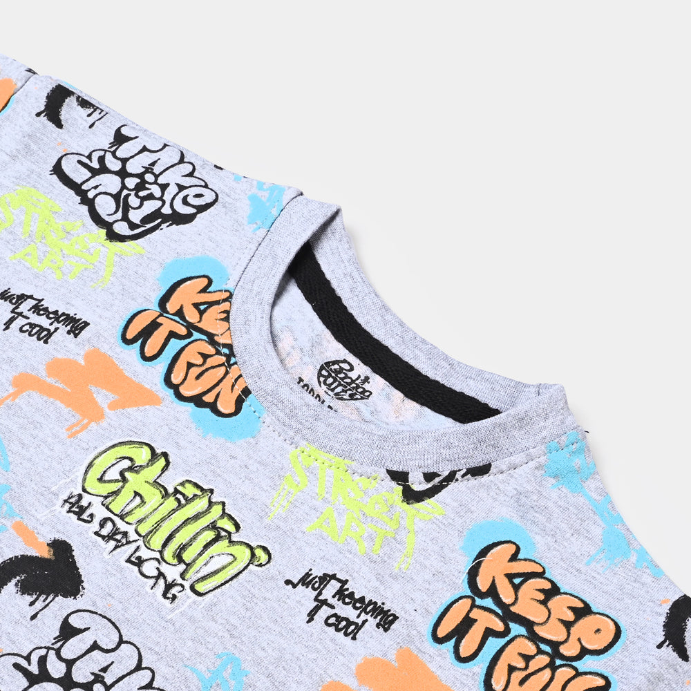 Boys Slub Jersey T-Shirt H/S Keep It Fun-Grey