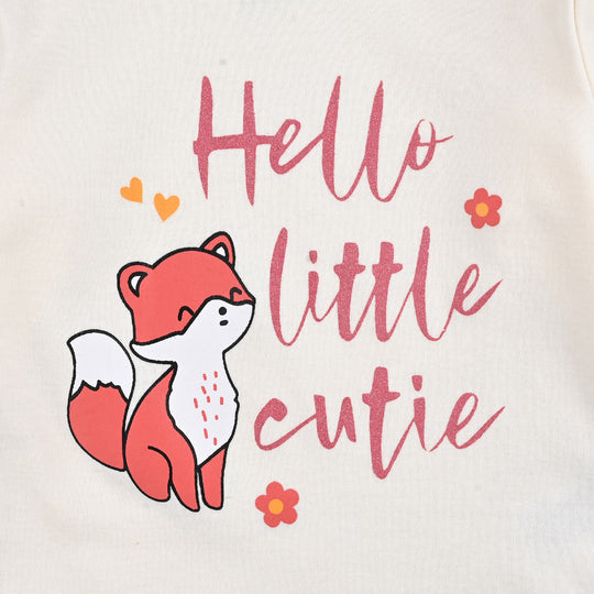 Infant Girls Cotton Interlock Romper F/S HELLO LITTLE CUTIE