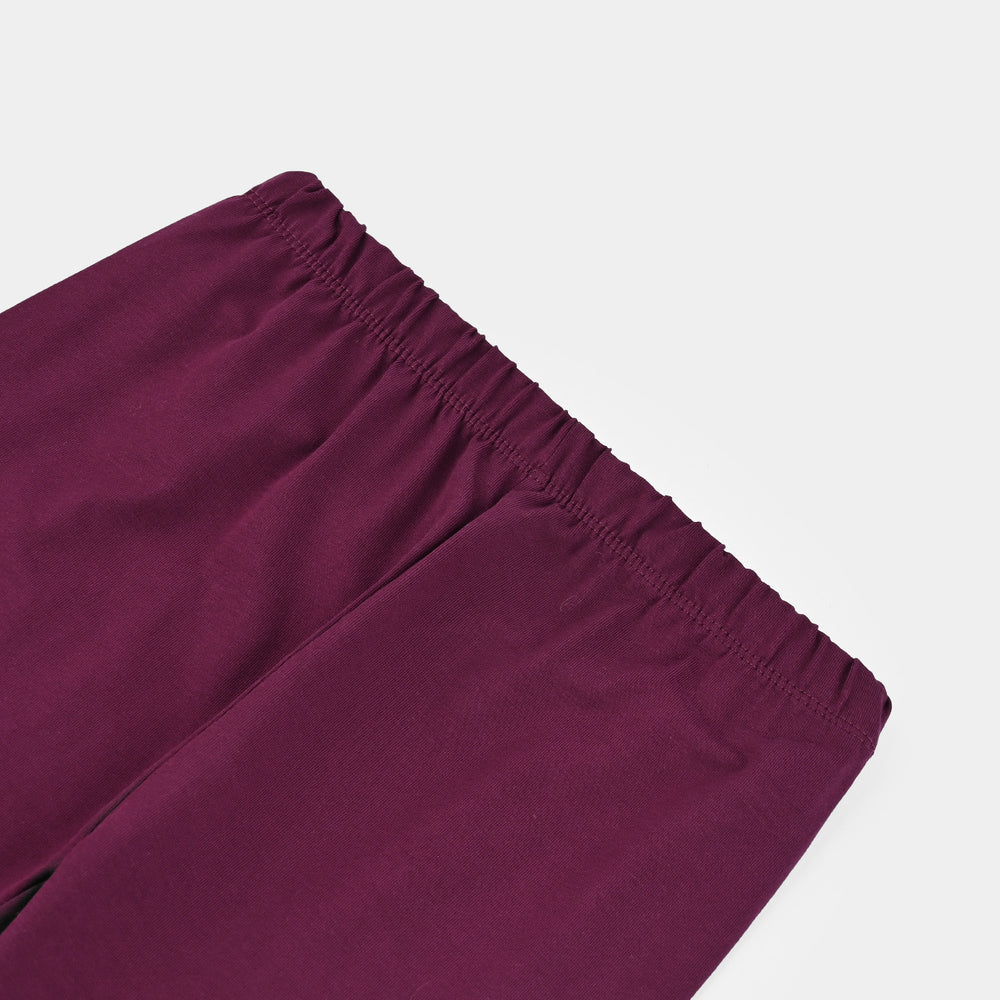Girls Jersey/Terry Embroidered Tights - Purple/Magenta
