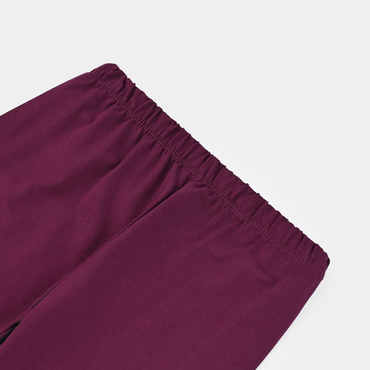 Girls Jersey/Terry Embroidered Tights - Purple/Magenta