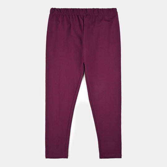 Girls Jersey/Terry Embroidered Tights - Purple/Magenta