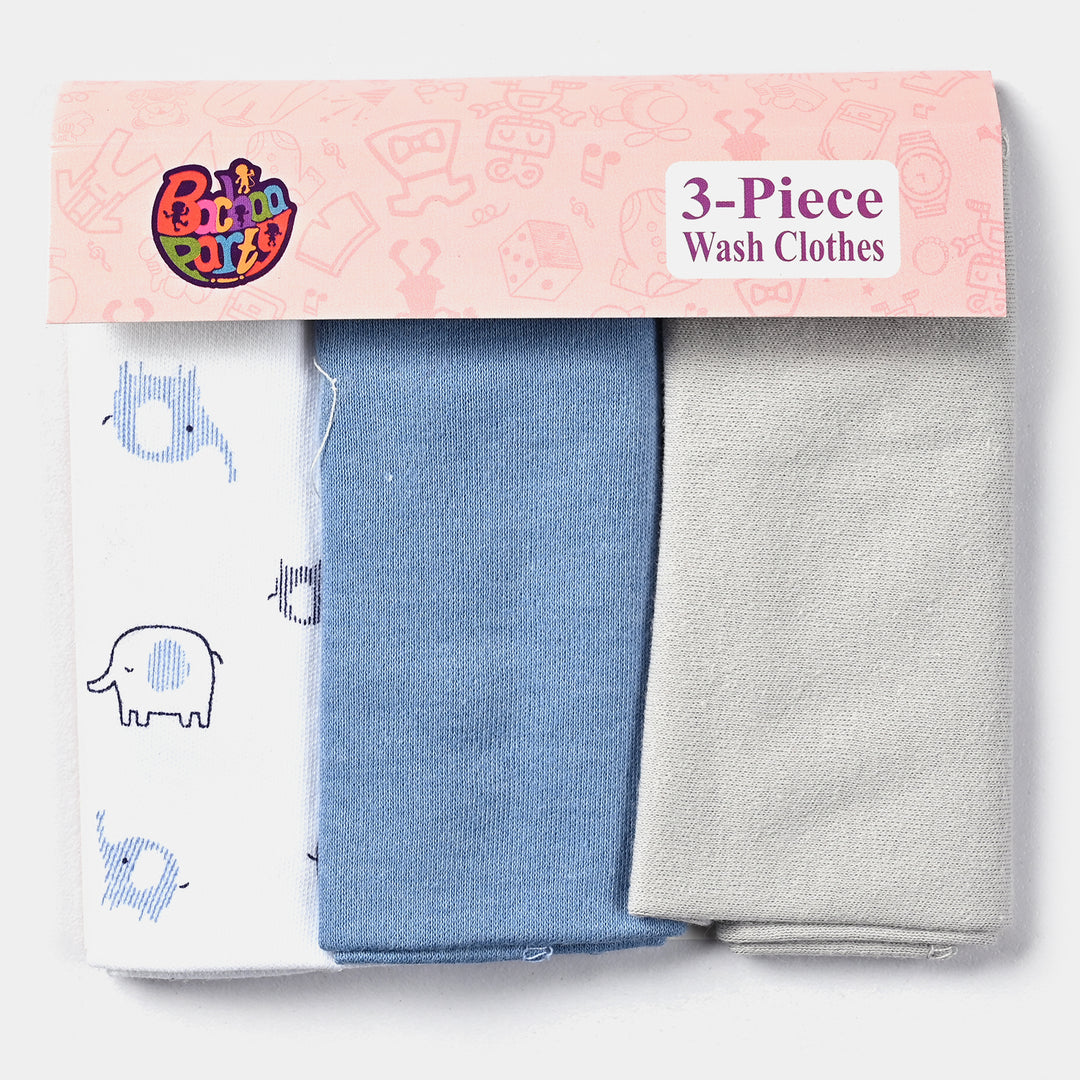 Pack Of 3 Baby Cotton Wash Clothe Elephants-MIX