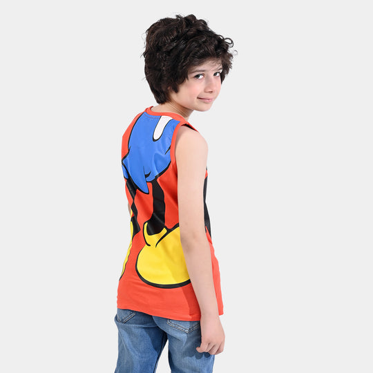Boys Slub Jersey Sando Character-C.tomato