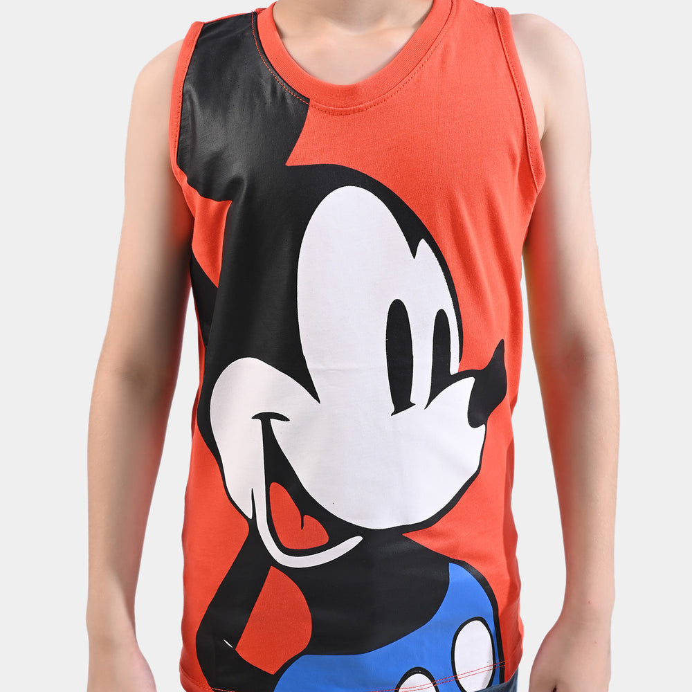 Boys Slub Jersey Sando Character-C.tomato