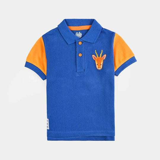 Infant Boys Cotton PK Polo Deer-C.Blue