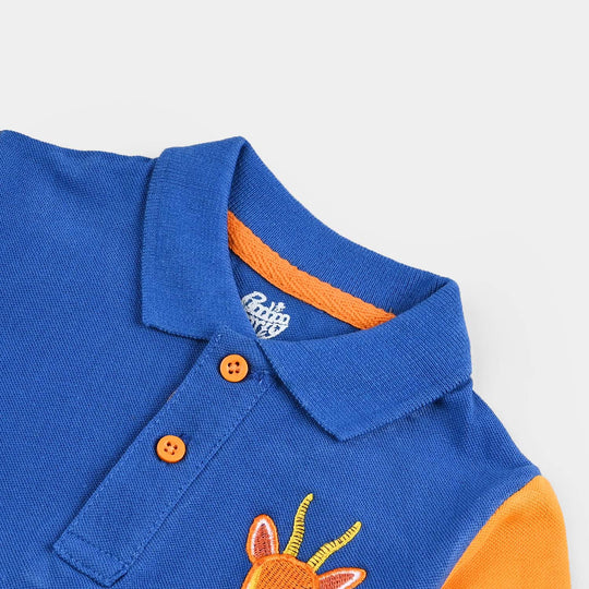 Infant Boys Cotton PK Polo Deer-C.Blue
