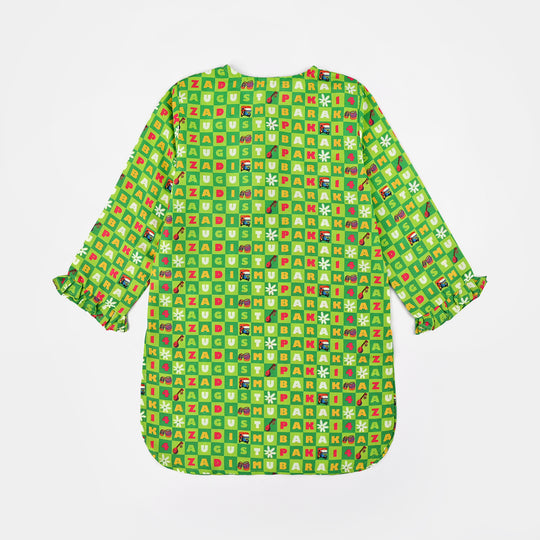Girls Poly Net Printed 2Pcs Suit 14 August Ind-L.Green