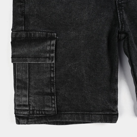 Boys Denim Stretch Short Good Vibes-CHARCOAL