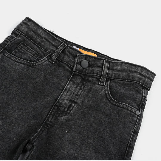 Boys Denim Stretch Short Good Vibes-CHARCOAL