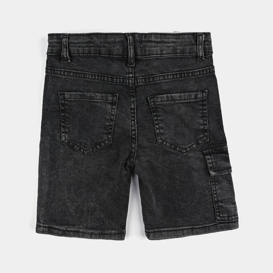 Boys Denim Stretch Short Good Vibes-CHARCOAL